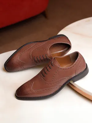 Tan Egyptian Crust Leather Wingtip Brogue Shoes