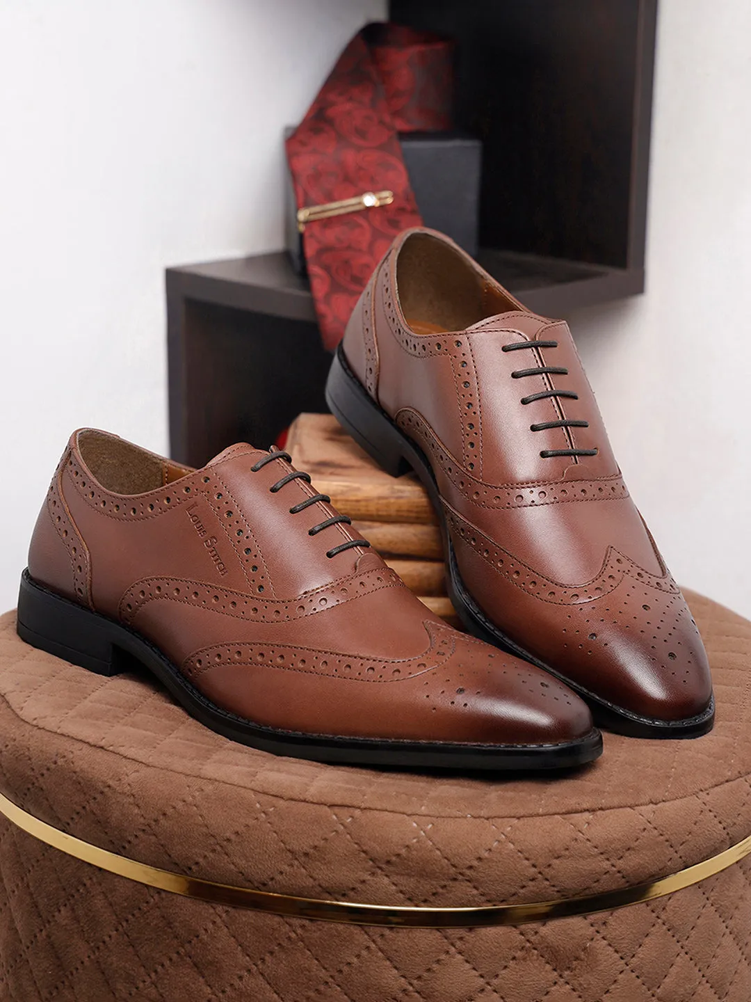 Tan Egyptian Crust Leather Wingtip Brogue Shoes