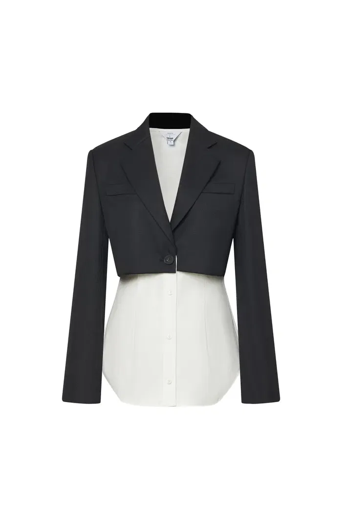 Tanya Faux Layered Blazer in Wool Blend