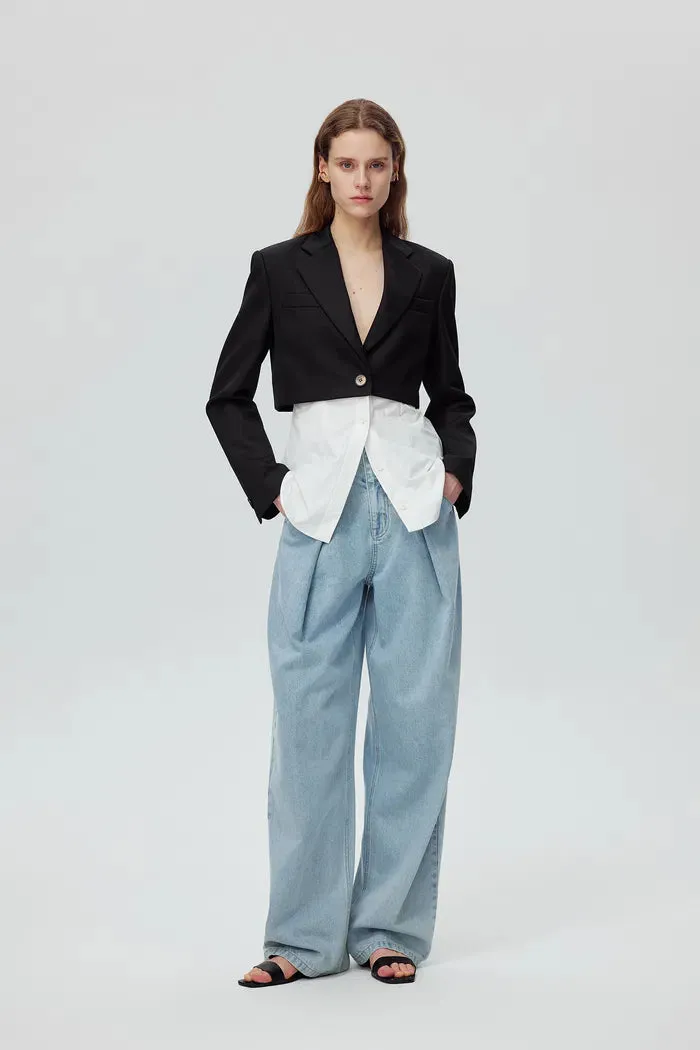 Tanya Faux Layered Blazer in Wool Blend