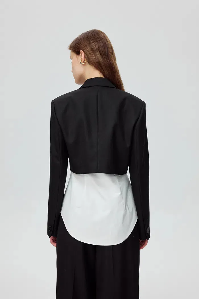 Tanya Faux Layered Blazer in Wool Blend