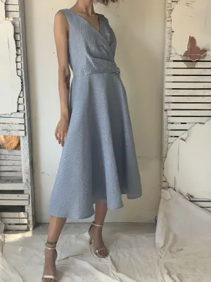 TERI JON - Audrey V-Neck Jacquard Dress