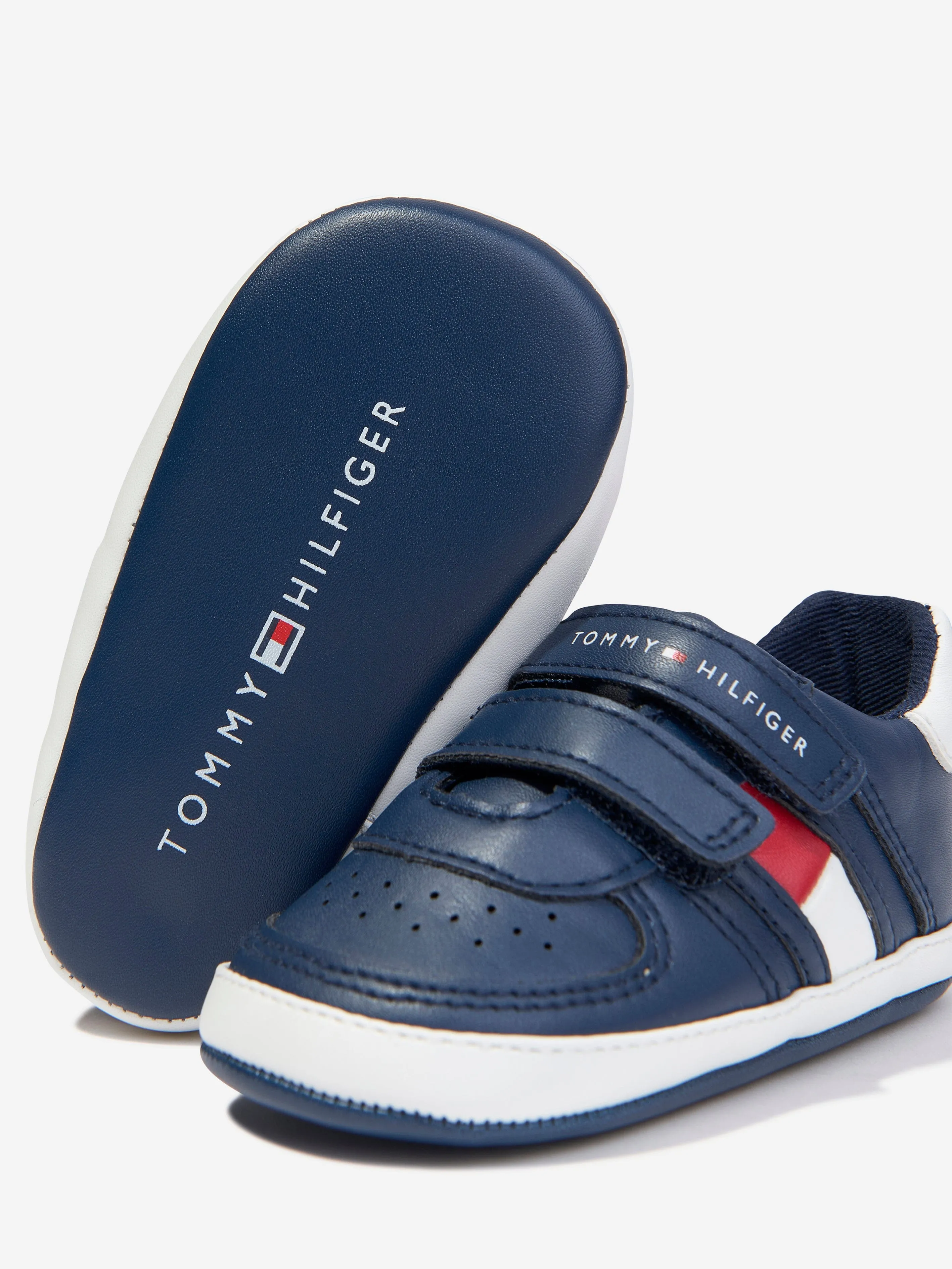 Tommy Hilfiger Baby Boys Flag Low Cut Velcro Trainers in Navy