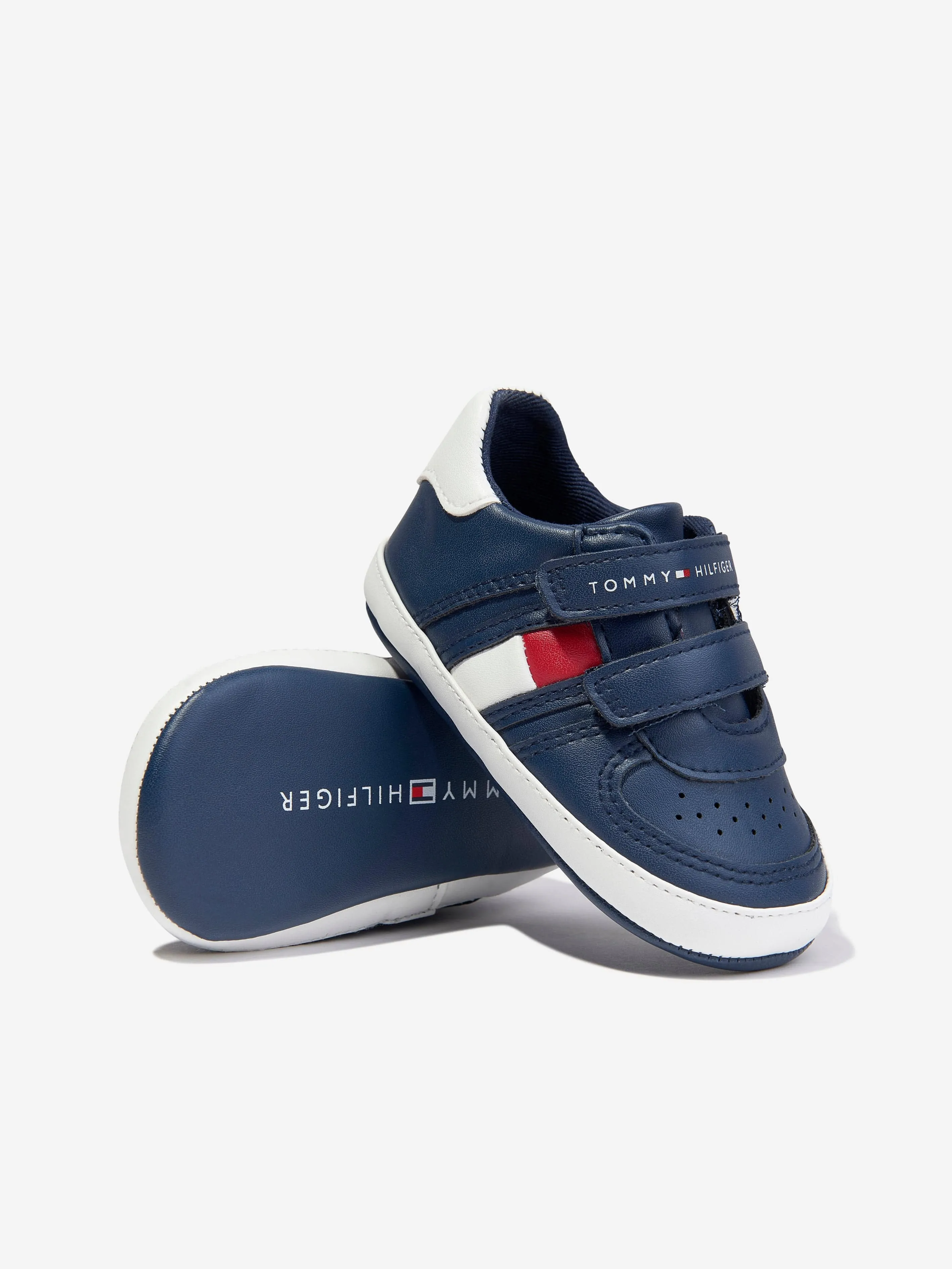 Tommy Hilfiger Baby Boys Flag Low Cut Velcro Trainers in Navy
