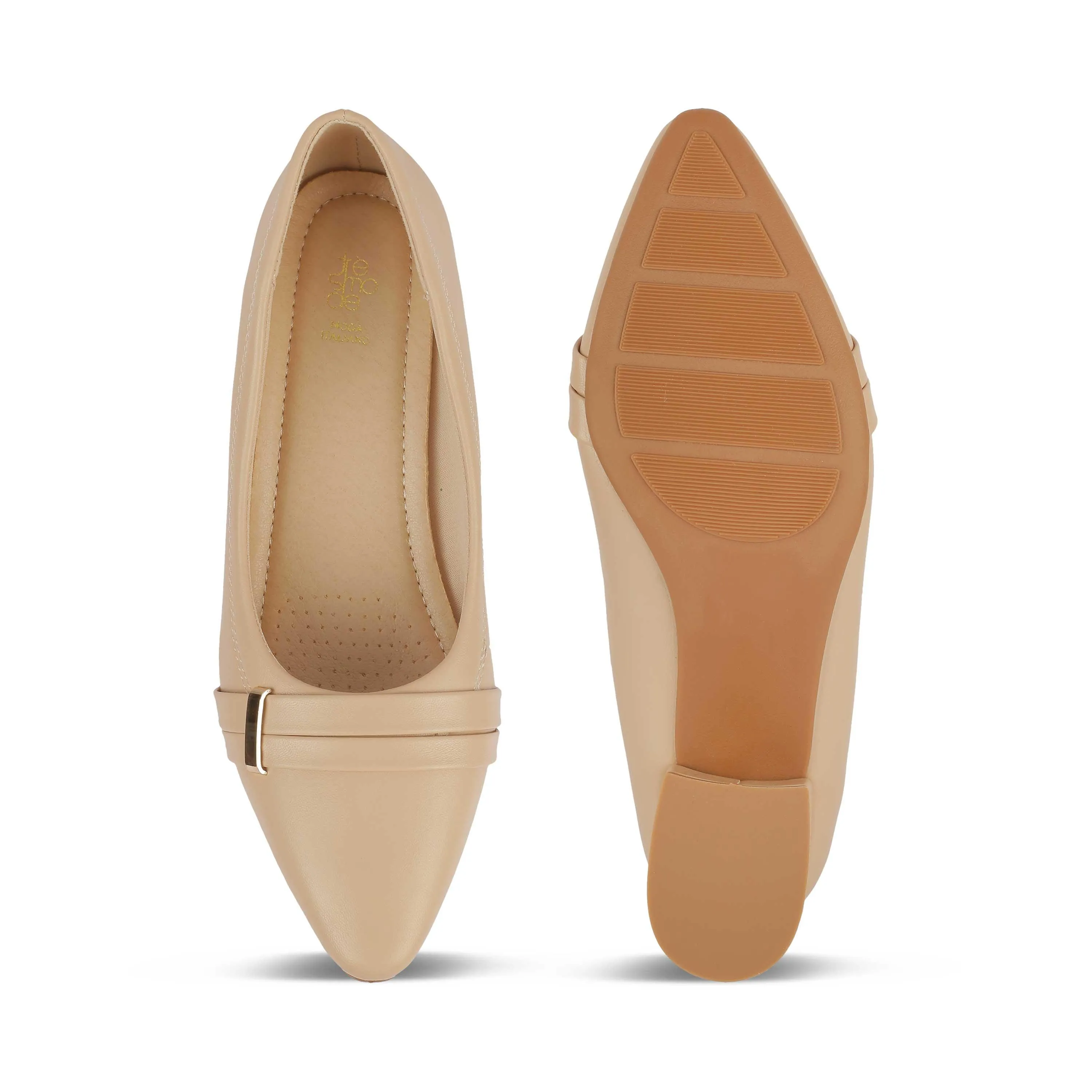 Tresmode Newar Beige Women's Dress Block Heel Pumps