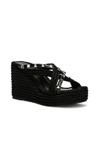 VALENTINO GARAVANI TORCHON ROCKSTUD CRISSCROSS WEDGE ESPADRILLS