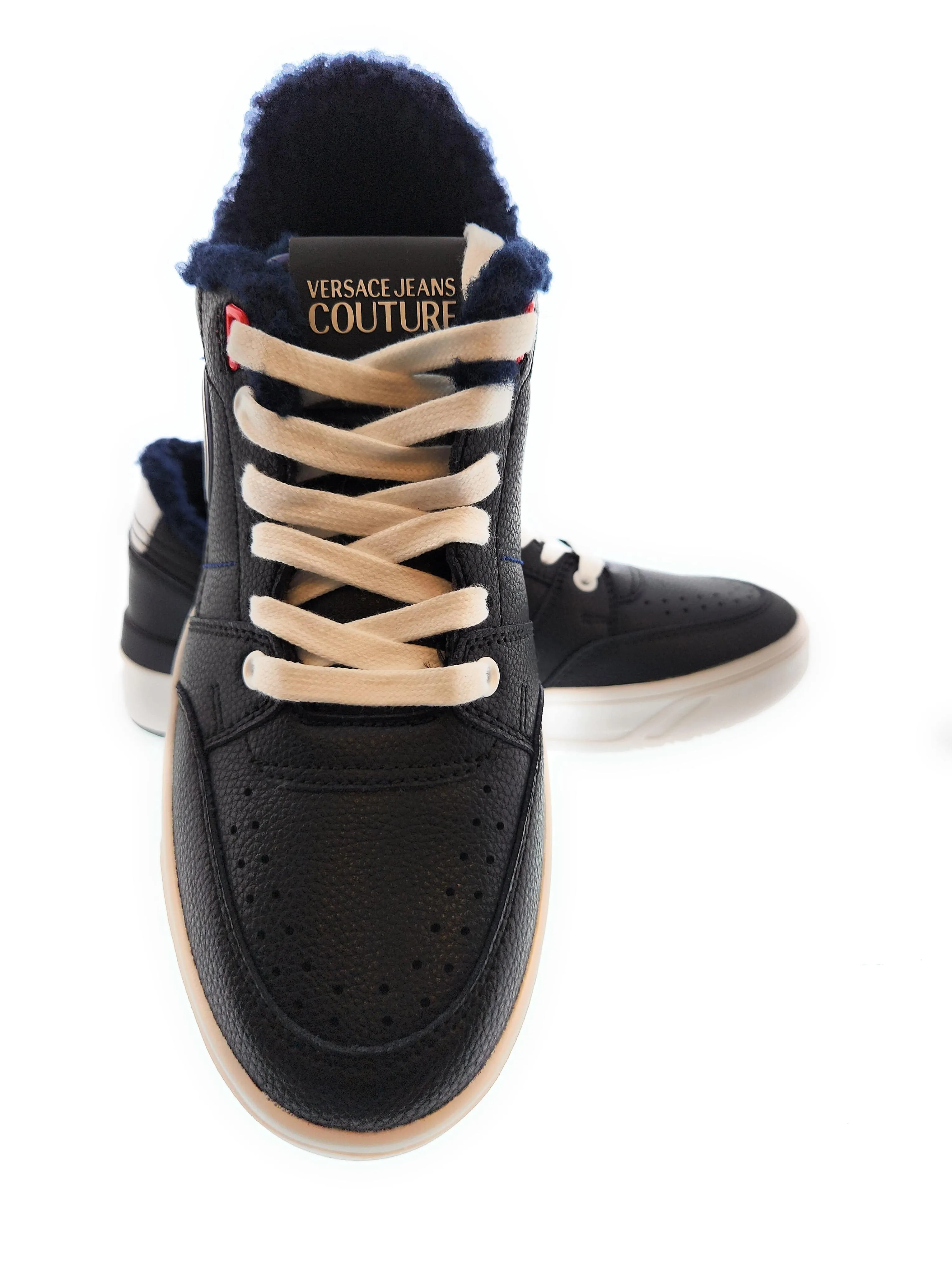 Versace Jeans Couture Black Fuzzy Lined Sneakers-