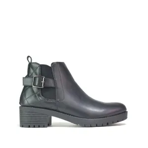 Women's Buckle Chelsea Ankle Boot Black PU