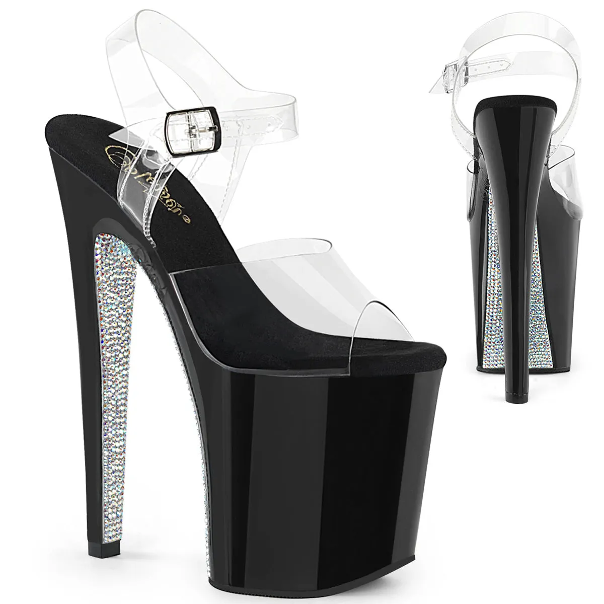 XTREME-808CRS 8 Inch Rhinestone Heel Exotic Dancer Shoes